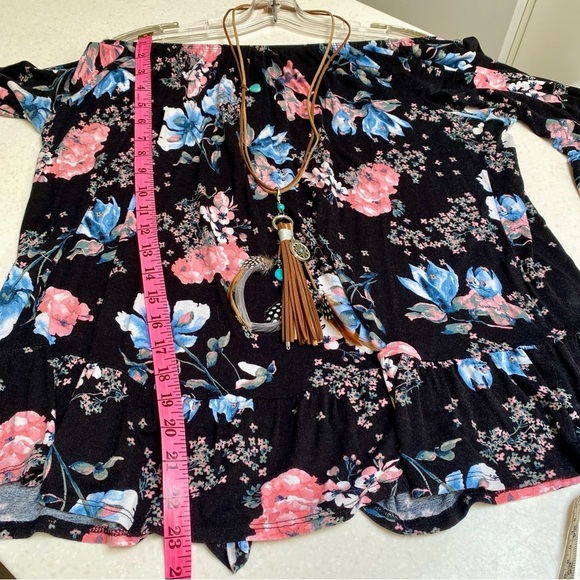 Style & CO off shoulder boho floral Gypsy raffle sleeves blouse shabby chic vibe - Picture 12 of 12